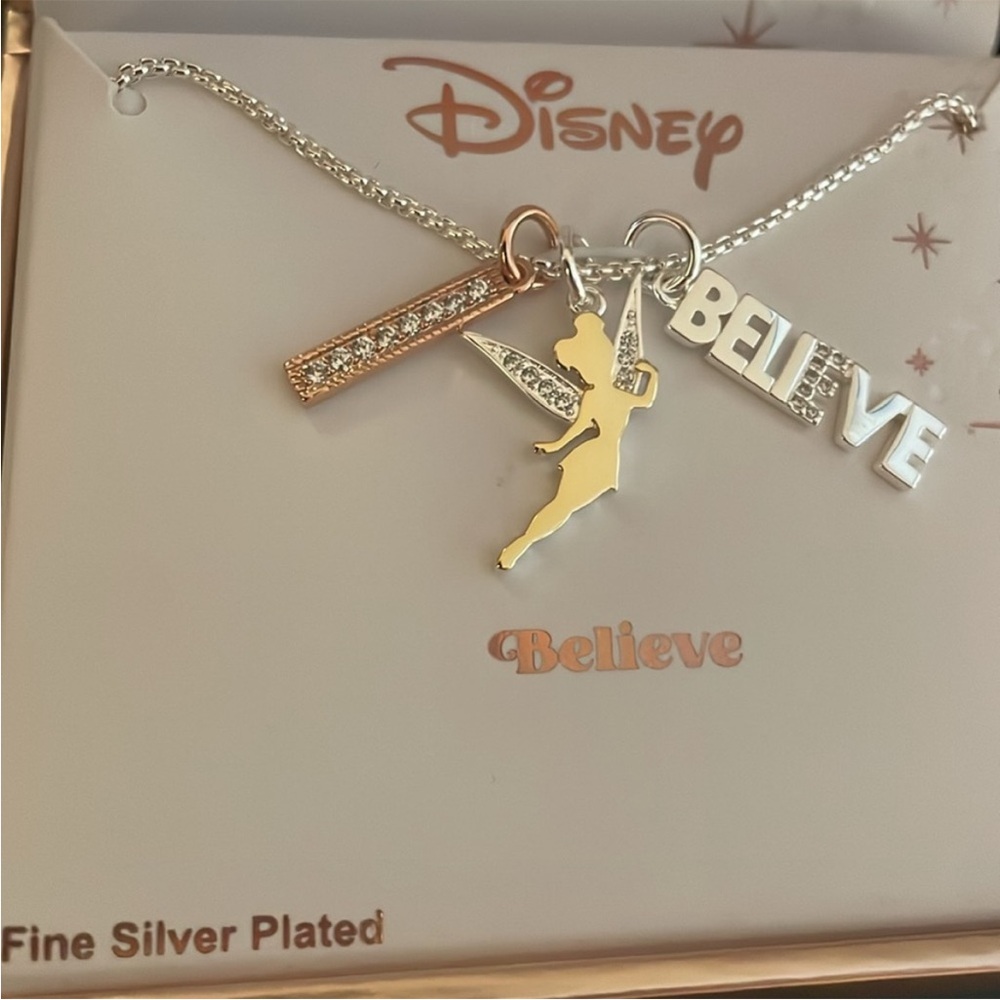 Disney Silver and Gold Tinker Bell Necklace